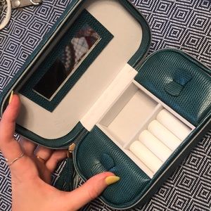 Teal jewelry travel bag